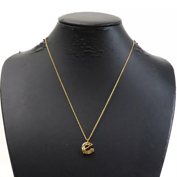 Auth LOUIS VUITTON LV＆ME E Necklace Gold Metal - Picture 1 of 10